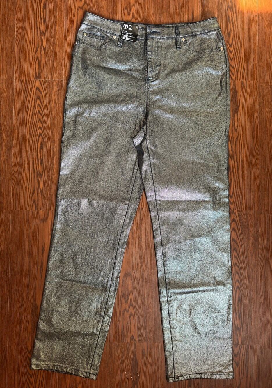 INC International Concepts Metallic Silver straight Leg Jeans